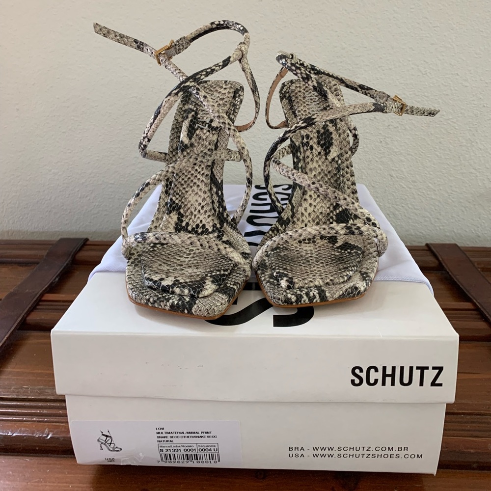 Schutz Women Size 9 Lovi Multimaterial/ Animal Print Snake Secc Other/Natural